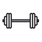 A black and white picture of a barbell