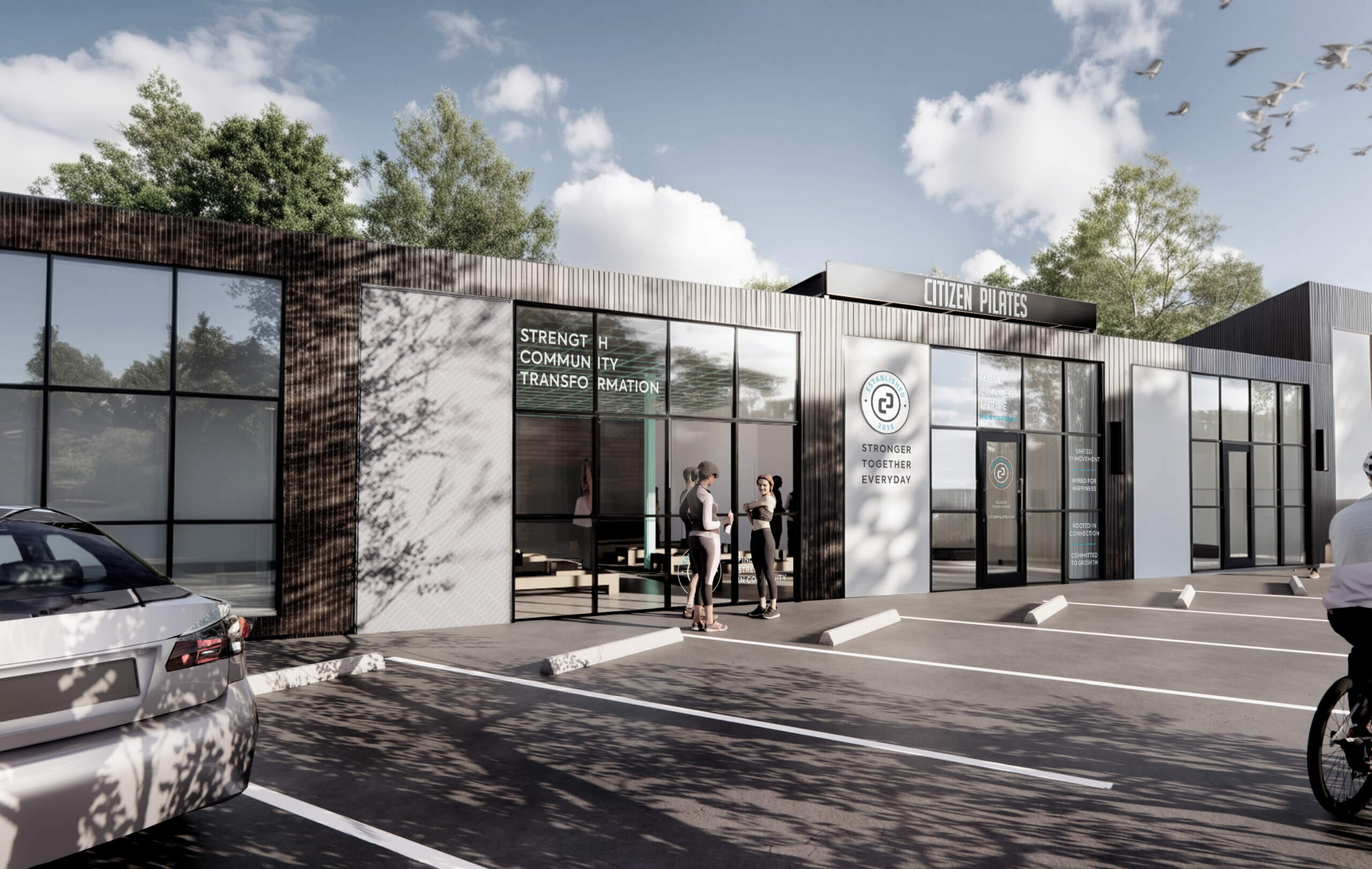Rendering of the new Citizen Pilates flagship studio in The Heights in Houston, Texas